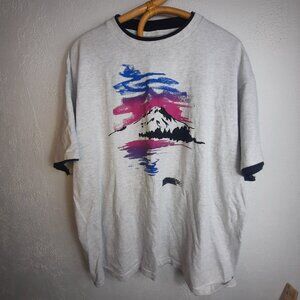 Vintage 90s Y2K Cotton Tshirt XL Retro Mountain Graphic Unisex "MOUNT HOOD"